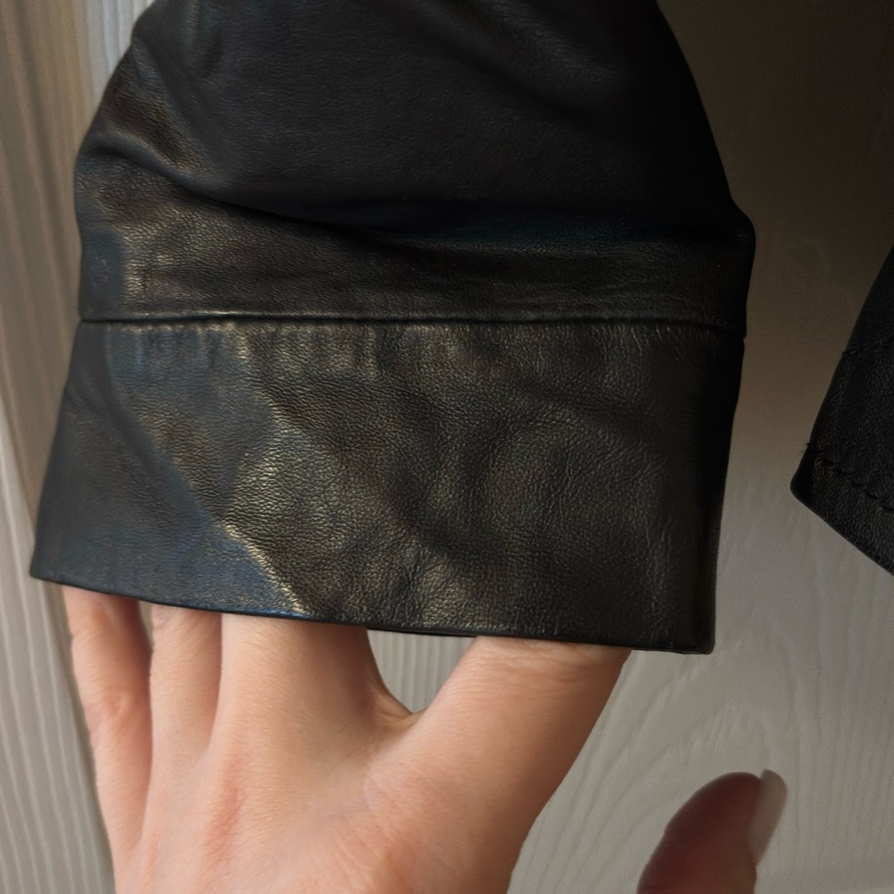 Alfani Black Leather Jacket with Zippered Pockets - Picture 4 of 12